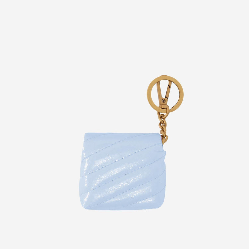 Pinko Love Birds Diamond Cut Quilted Leather Coin Purse — Blue Calfskin Purses