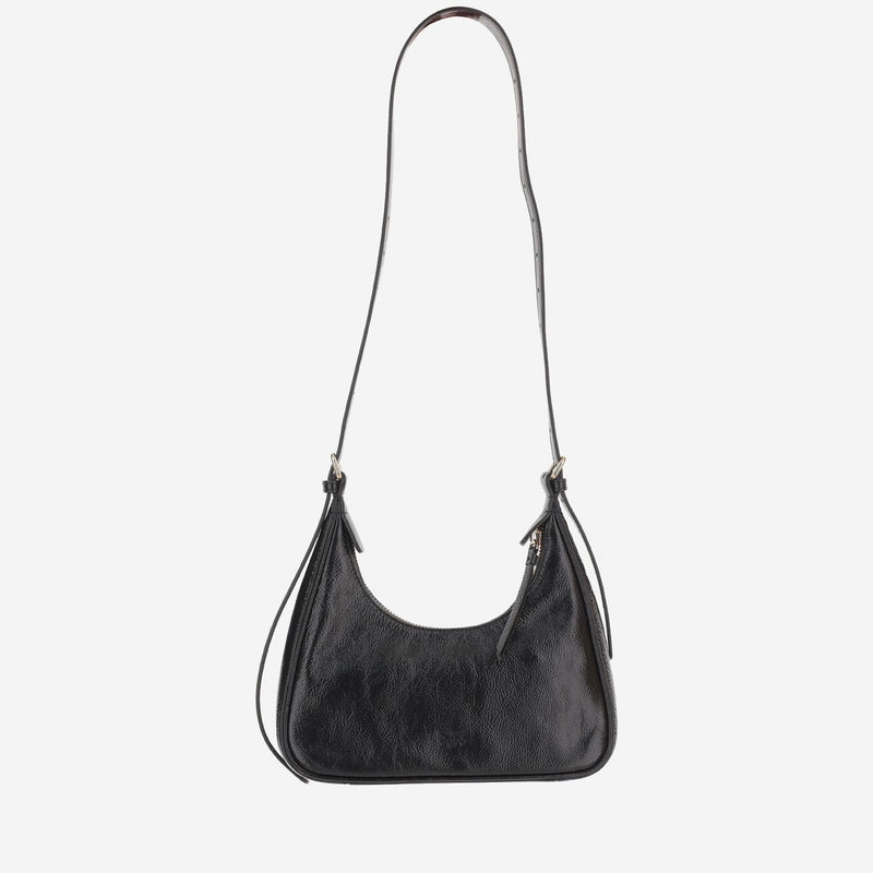 Pinko Glossy Leather Shoulder Bag — Black