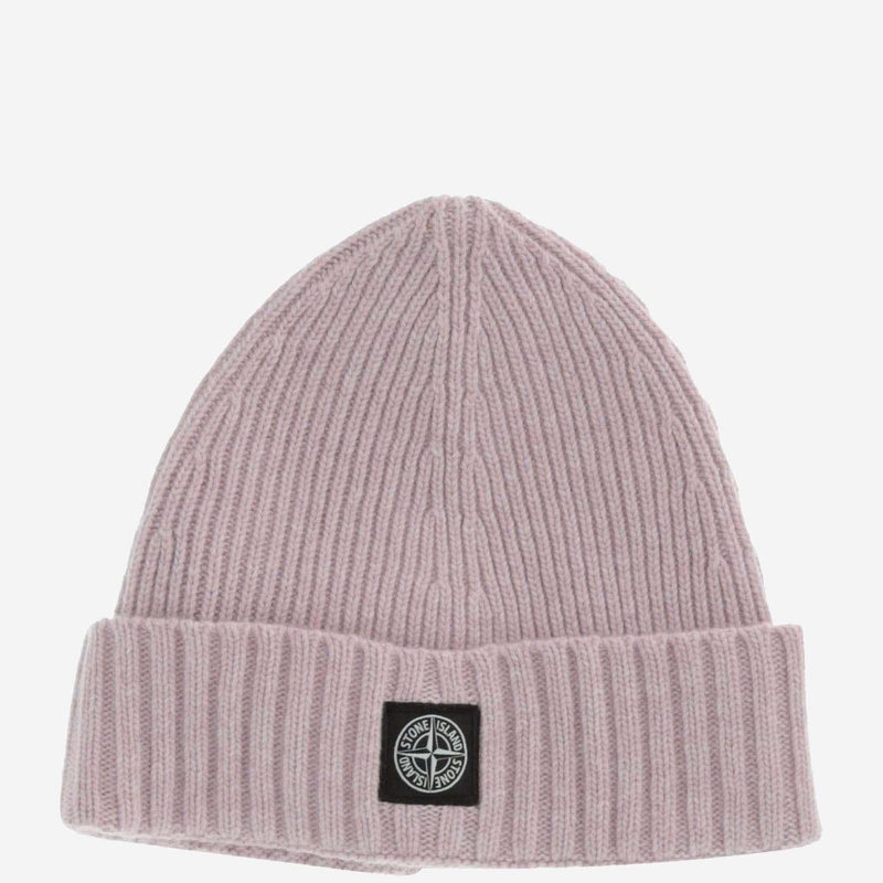 Stone Island N100003 Ribbed Wool-Blend Beanie — Pink Beanies
