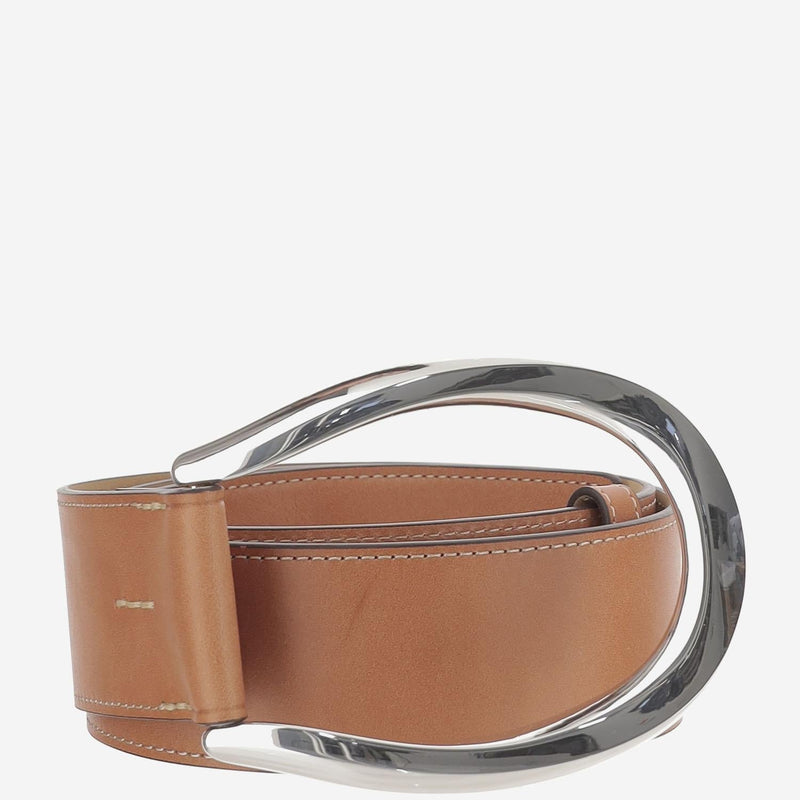 Polo Ralph Lauren Leather With Maxi Buckle Belt — Brown Cow