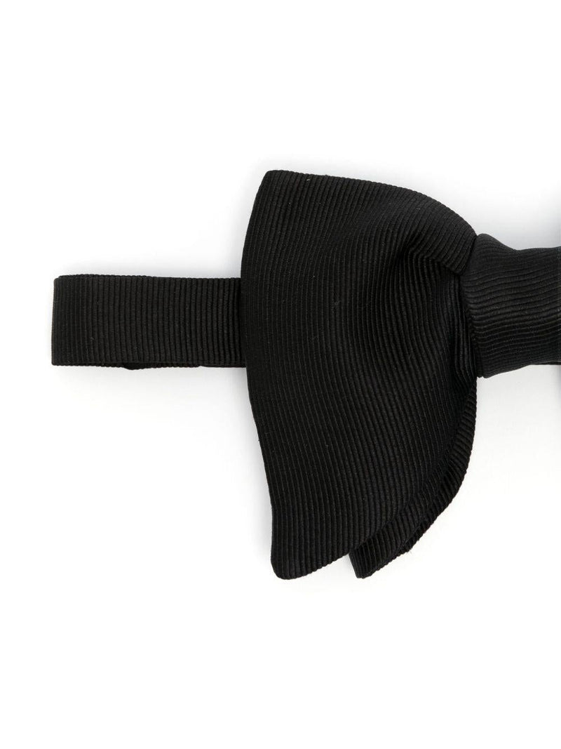 Tom Ford Silk With Grosgrain Trim Bow Tie — Black Ties