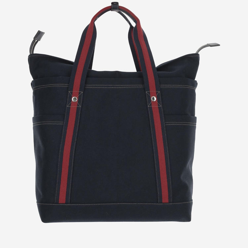 Gucci Logo-Printed Cotton Canvas Shoulder Bag — Navy