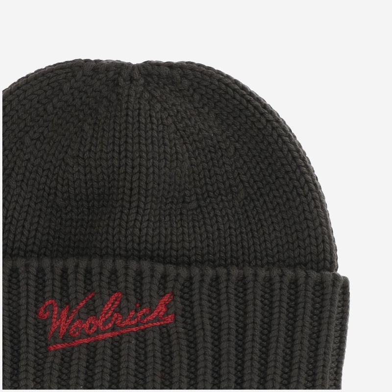 Woolrich Cfwoac0288mruf0428 Virgin Wool Ribbed Beanie — Green Beanies
