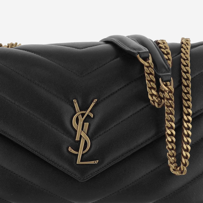 Saint Laurent Loulou Shoulder Bag — Black Lambskin