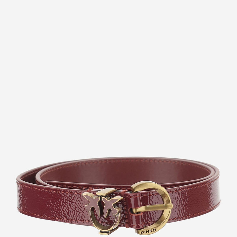 Pinko Logo Leather Belt — Red