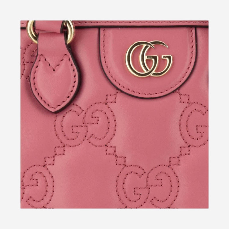 Gucci Gg Matelassé Tote Bag — Pink Calfskin Leather