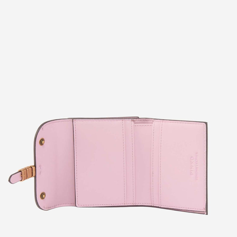 Pinko Leather With Logo Lettering Wallet — Pink