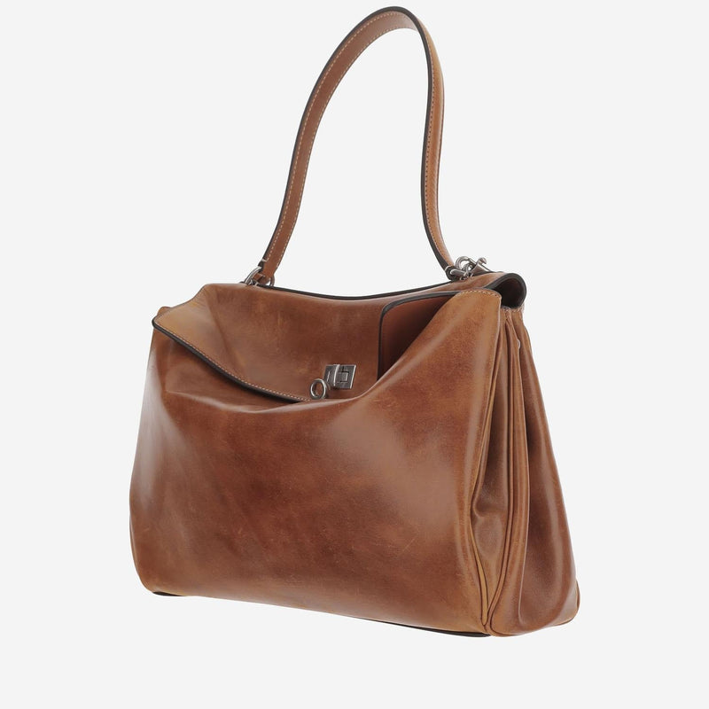 Balenciaga Lambskin Leather Shoulder Bag — Brown