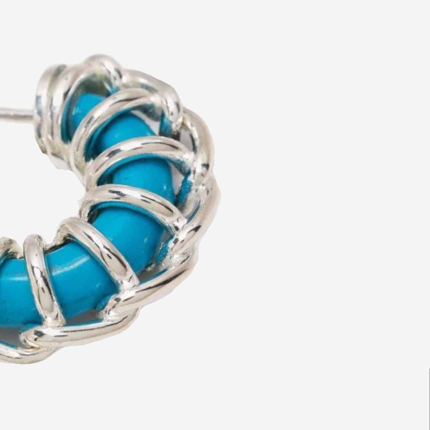 Bottega Veneta Sterling Silver With Turquoise Paste Earrings — Blue