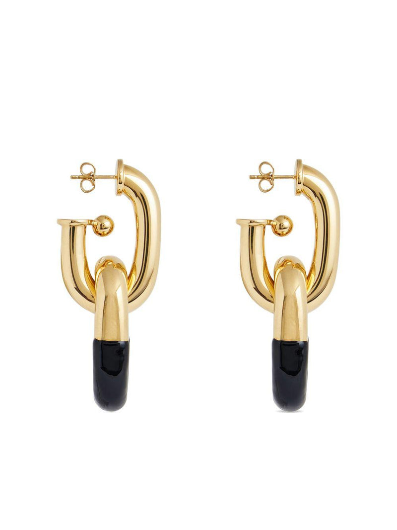 Rabanne Xl Link Gold With Black Enamel Earrings — Aluminum