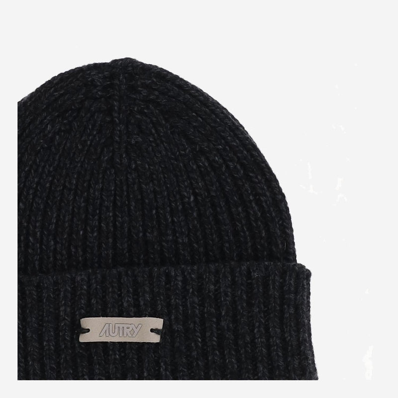 Autry Beput7kk Ribbed Wool Beanie — Black Beanies