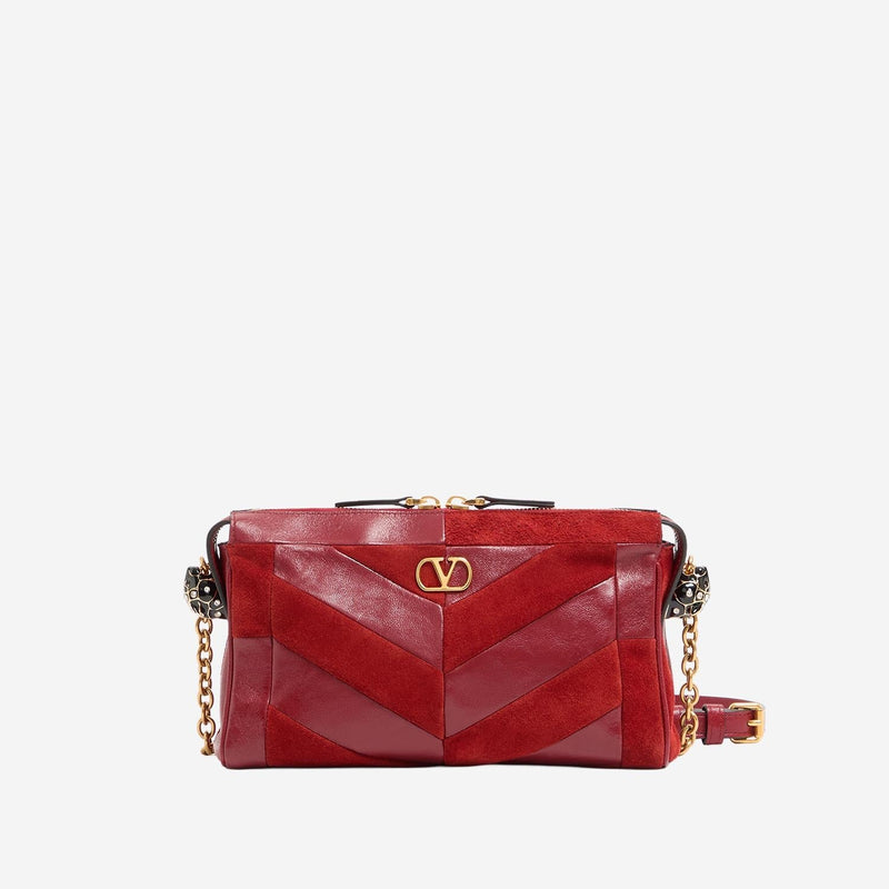 Valentino Garavani Panthea Shoulder Bag — Red Leather