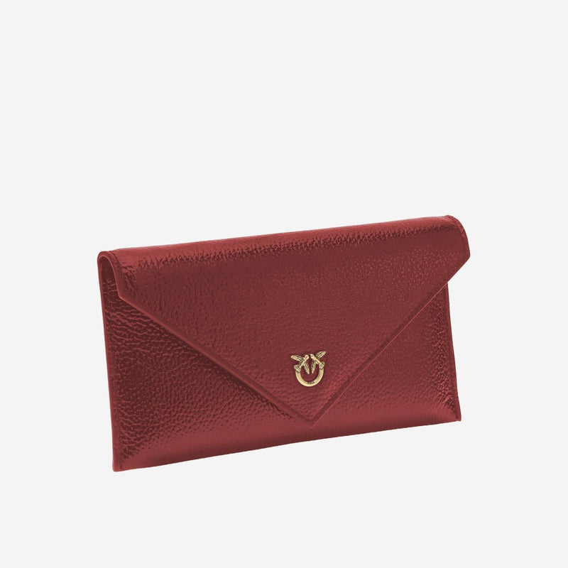 Pinko Hammered Leather Clutch — Red