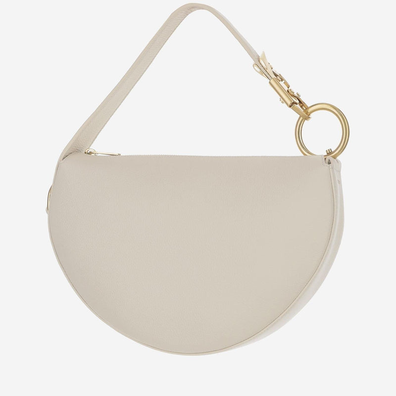 Burberry Knight Arc Shoulder Bag — White Calf Grain Leather