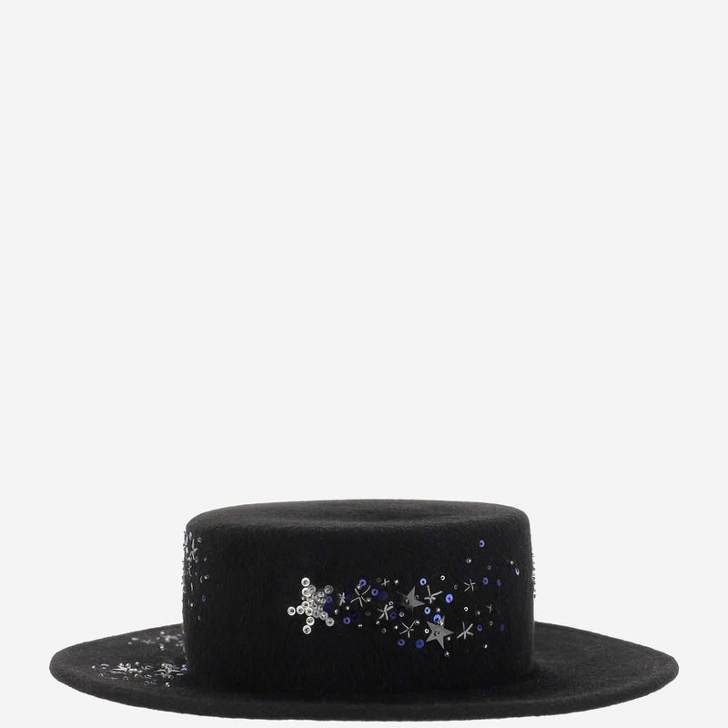 Ruslan Baginskiy Cnt033fzor2 Embroidered Wool Felt Hat — Black Flat Caps