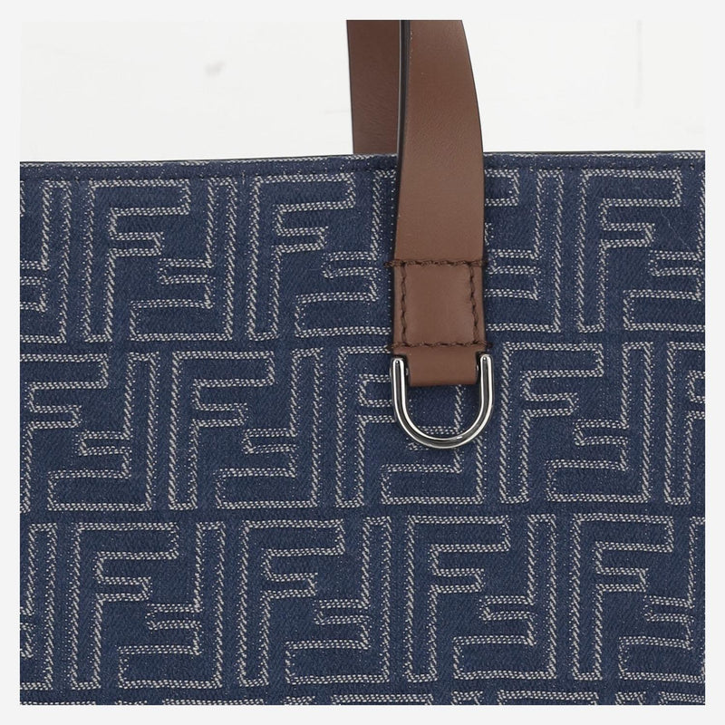 Fendi Ff Logo-Jacquard Cotton Tote Bag — Navy