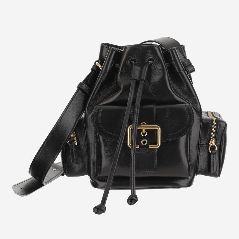 Chloé Polished Buffalo Leather Shoulder Bag — Black
