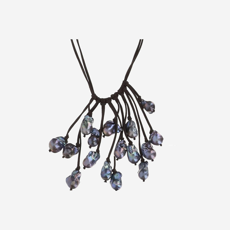 Mela Suede With Black Pearls Necklace — Necklaces