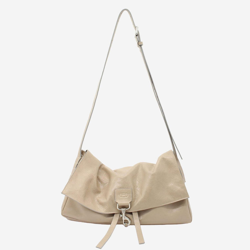 Radica Studio Hammered Nappa Leather Shoulder Bag — Beige