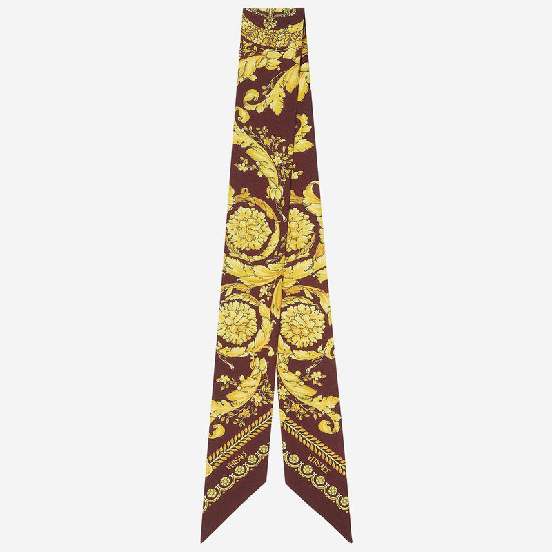 Versace Baroque Silk Scarf — Brown Scarfs
