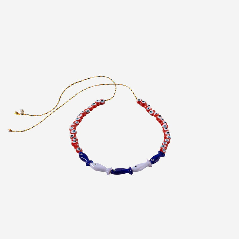 Sorbet Island Fabric And Glass Bead Necklace — Multicolor Necklaces
