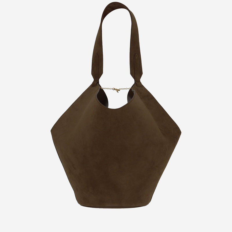 Khaite Small Lotus Shoulder Bag — Brown Calfskin