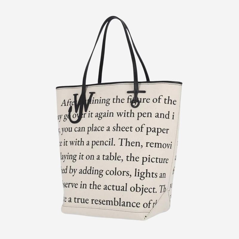 Jw Anderson Text-Printed Cotton-Blend Tote Bag — Ivory