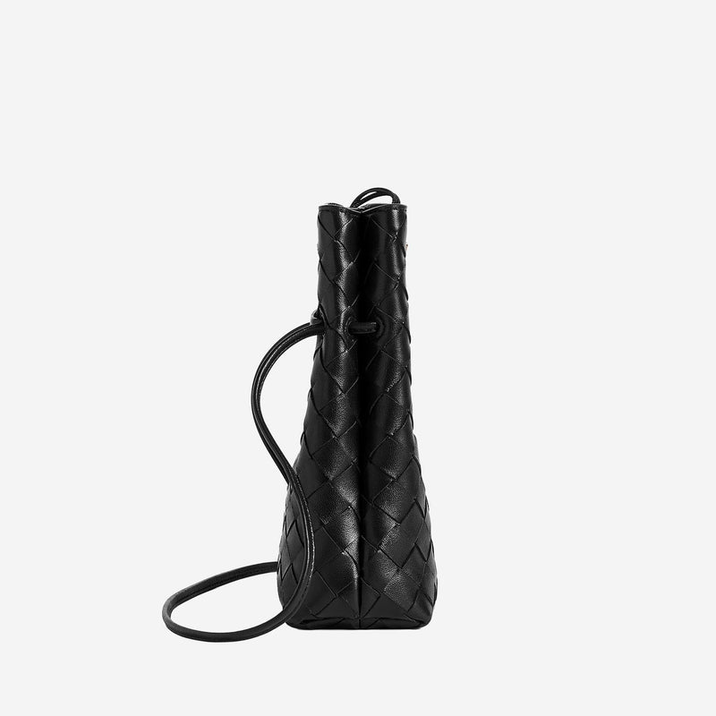 Bottega Veneta Intrecciato Lambskin Clutch — Black