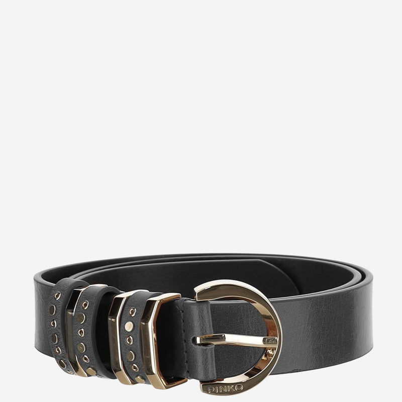 Pinko Studded Leather Belt — Black