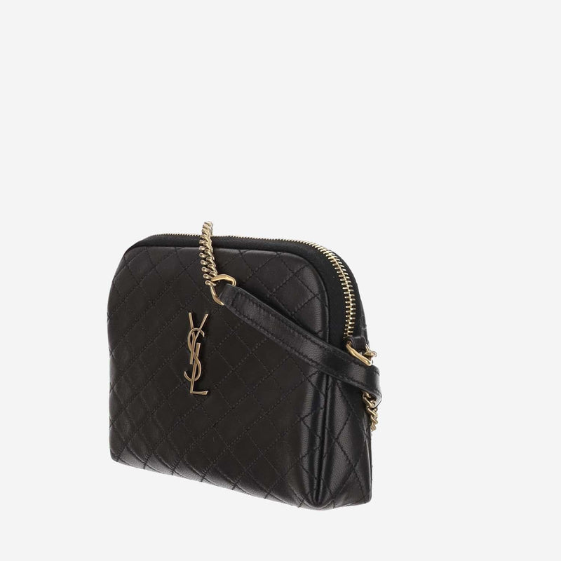 Saint Laurent Quilted Lambskin Leather Shoulder Bag — Black