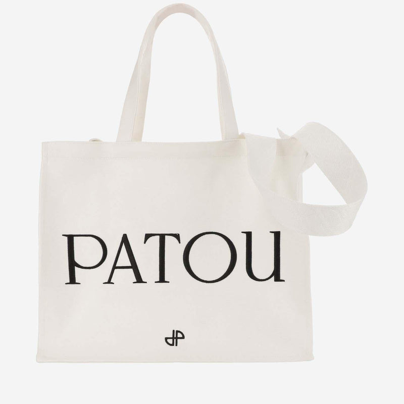Patou Organic Cotton Canvas Tote Bag — White