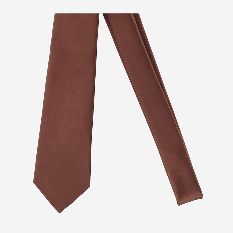 Saint Laurent Silk Satin Necktie — Brown Neckties