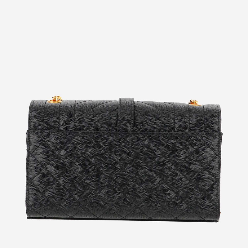 Saint Laurent Envelope Shoulder Bag — Black Calfskin