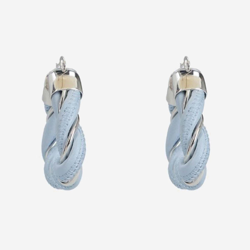 Bottega Veneta Silver And Lambskin Twist Earrings —