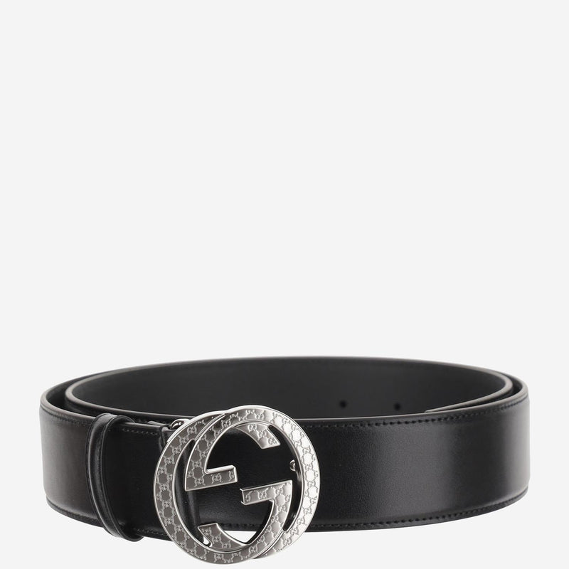 Gucci Double G Buckle Calfskin Belt — Black