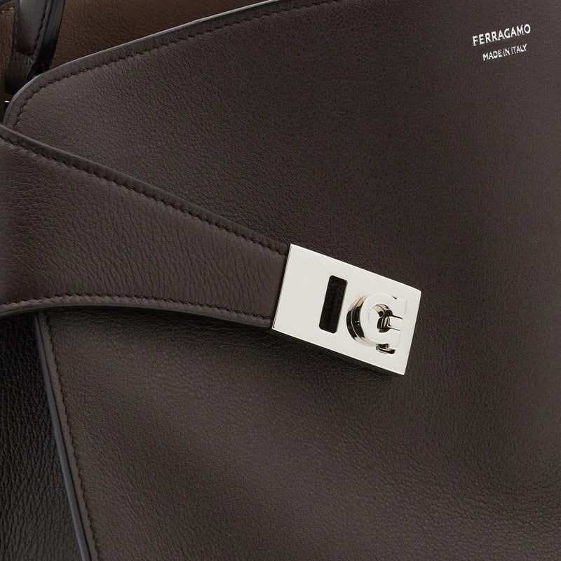 Ferragamo Hug Shoulder Bag — Brown Leather