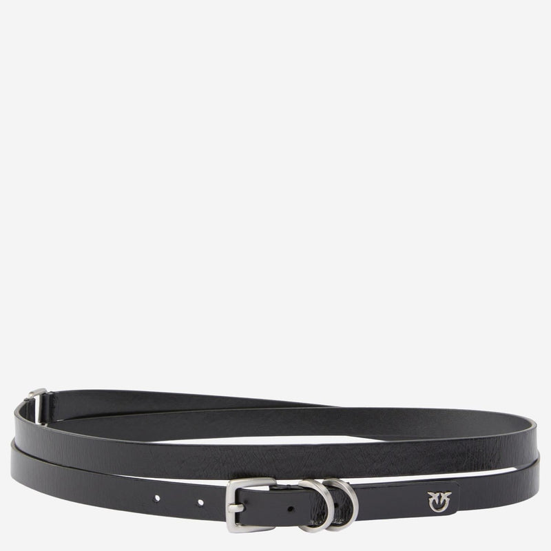 Pinko Leather With Logo Belt — Black