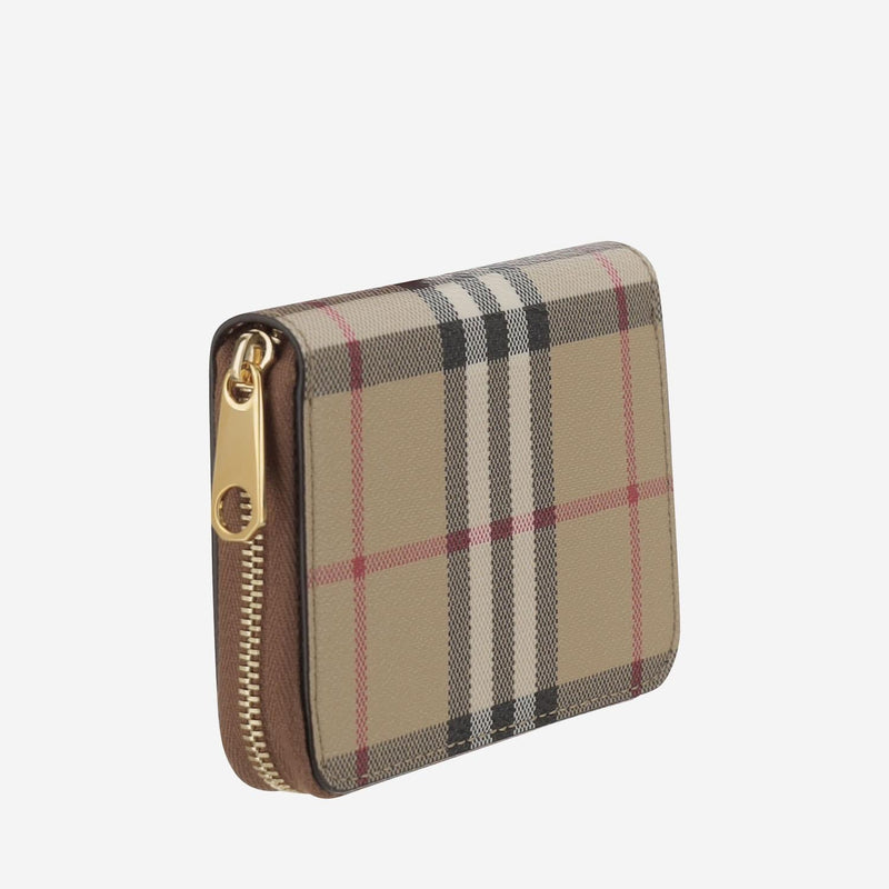 Burberry Check Pattern Wallet — Beige Polyurethane & Purses