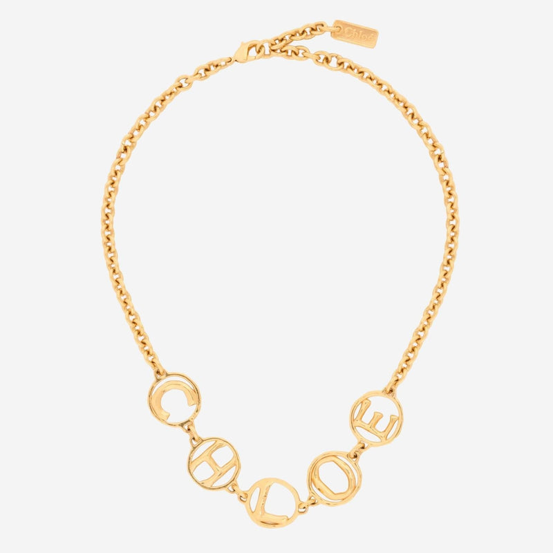 Chloé Logo Script Choker — Gold Brass Neckties