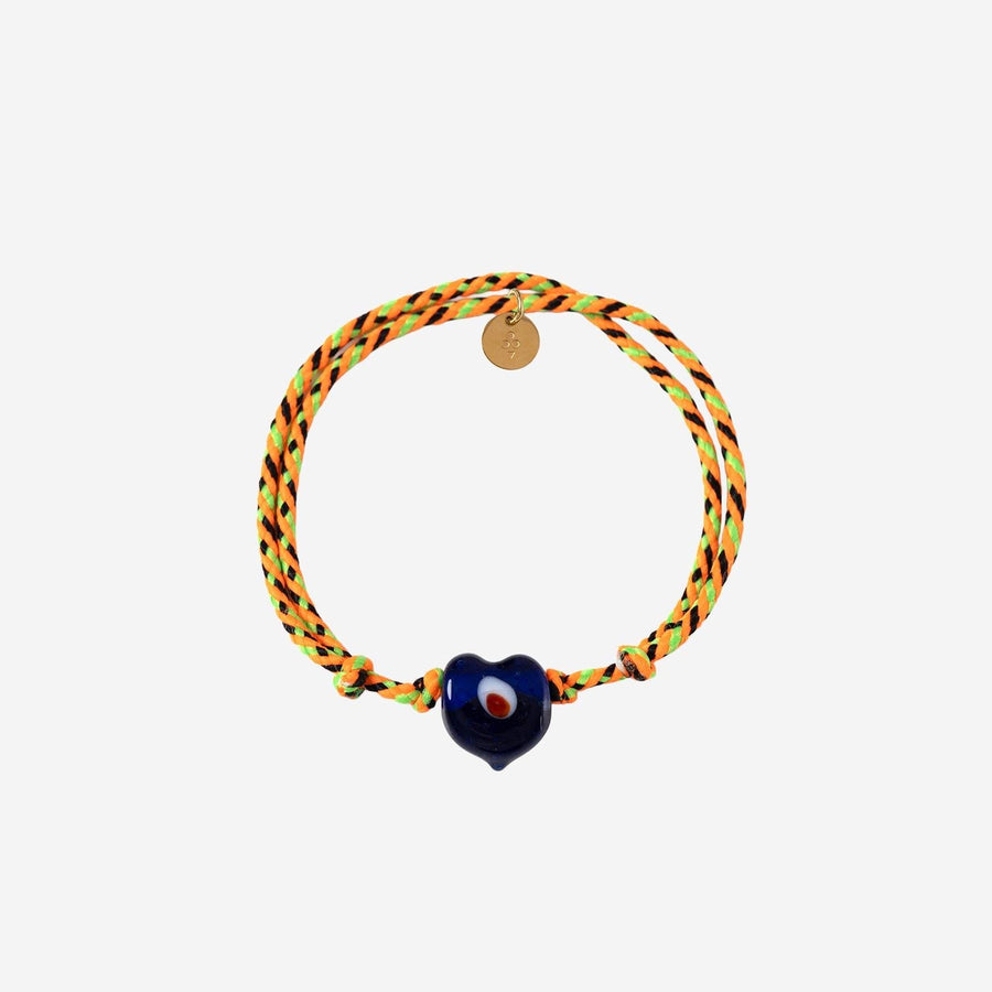 Sorbet Island Woven Fabric Heart Charm Bracelet — Multicolor Bracelets