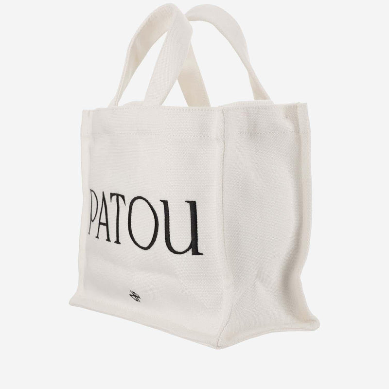 Patou Logo-Print Cotton Tote Bag — White