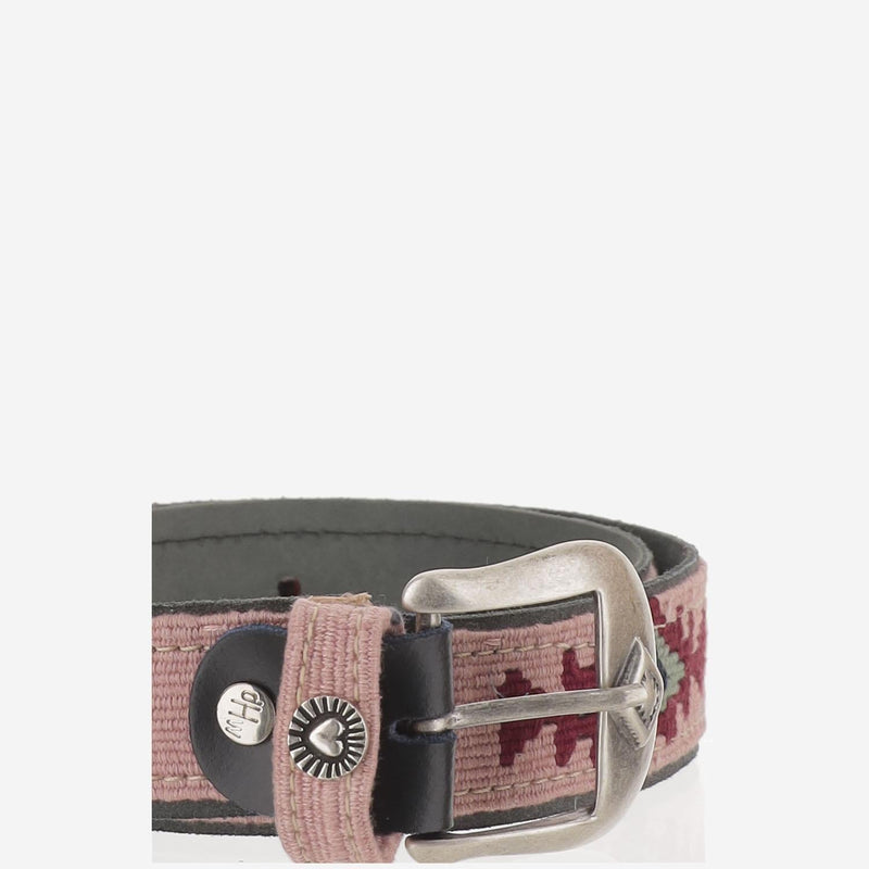 Waitz Azteca Belt — Pink Leather And Fabric