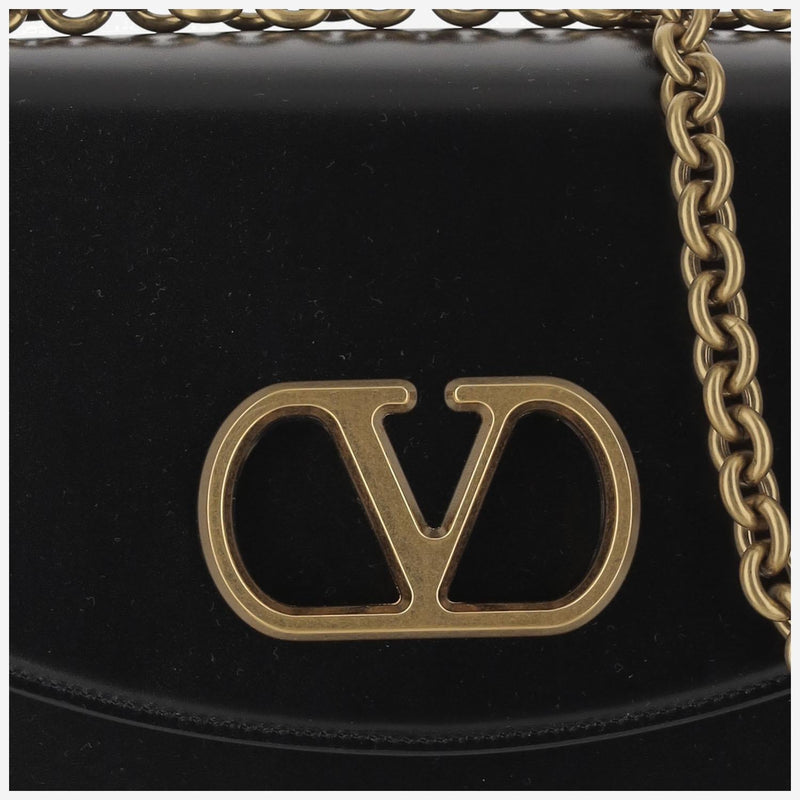 Valentino Garavani Vain Shoulder Bag — Black Calfskin