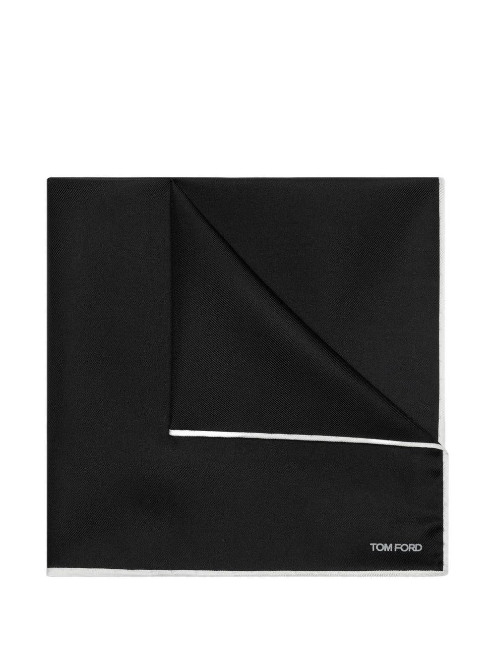Tom Ford Silk Twill Pocket Square — Black Scarfs