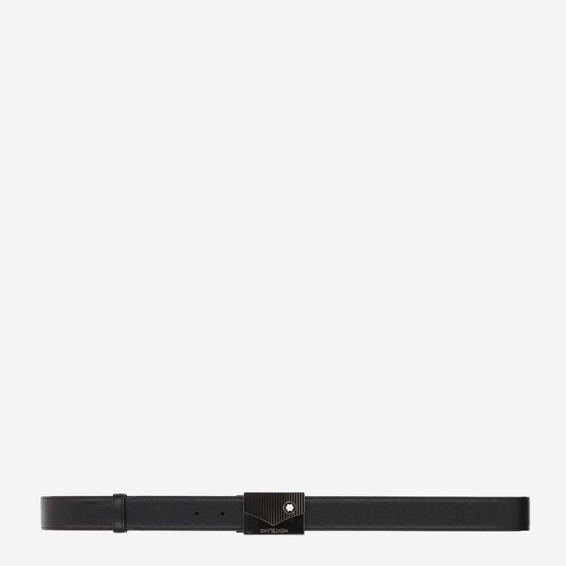 Montblanc Leather With Emblem Buckle Belt — Black