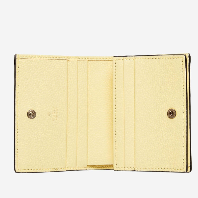 Gucci Two-Tone Gg Supreme Leather Wallet — Yellow & Purses