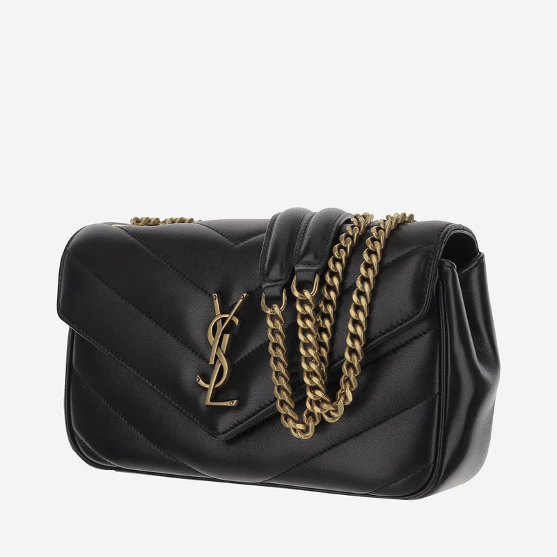 Saint Laurent Loulou Shoulder Bag — Black Lambskin