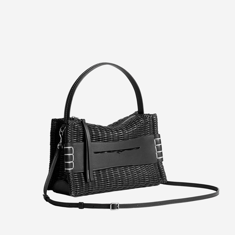 Jw Anderson Woven Leather Shoulder Bag — Black