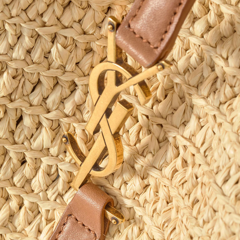 Saint Laurent Shoulder Bag — Beige Leather And Raffia