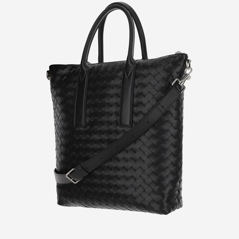 Bottega Veneta Intrecciato Calfskin Tote Bag — Black